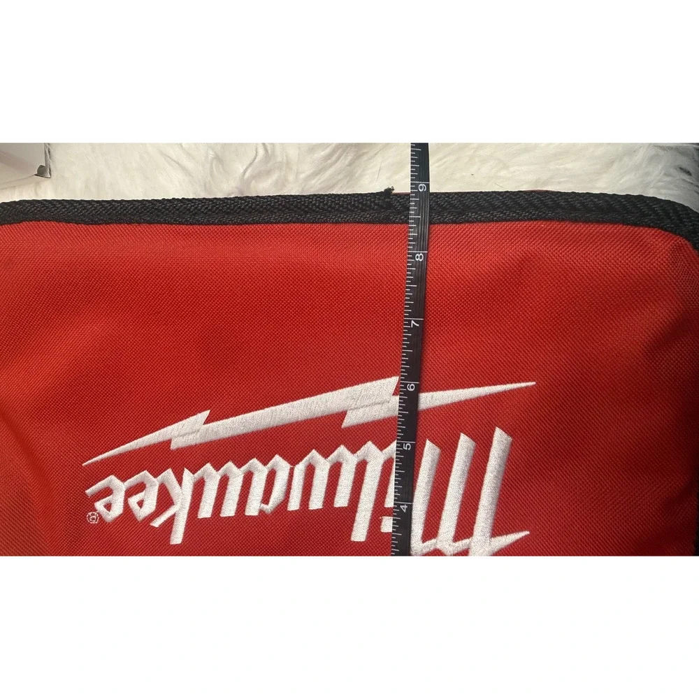 Milwaukee 12” x 9” x 3” Heavy Duty Contractors Tool Bag NEW Storage RED Black
